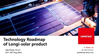 Better LECOTechnology Roadmap
of Longi-solar product
São Paulo, Brazil
25th~30th Aug 2018
By Walter. Jin
+86-18917365151
jindi@longi-silicon.com
 
