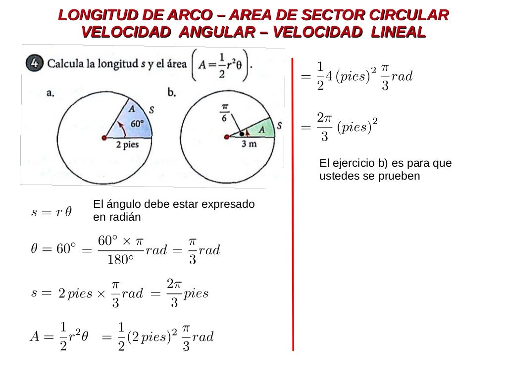 Longitud de arco – area de sector circular