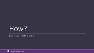 visualrecode.com
How?
GETTING FROM 4 TO 5
 
