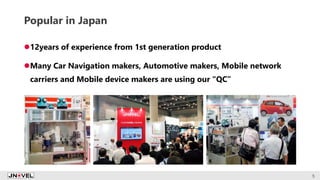 Popular in Japan
12years of experience from 1st generation product
Many Car Navigation makers, Automotive makers, Mobile network
carriers and Mobile device makers are using our “QC”
5
 