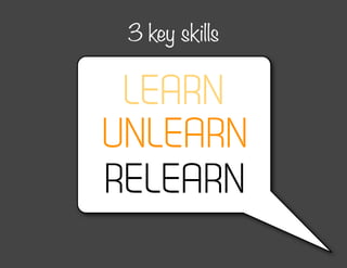 3 key skills


 LEARN
UNLEARN
RELEARN
 