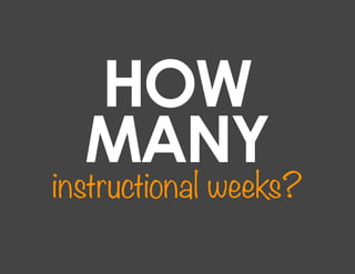 HOW
  MANY
instructional weeks?
 