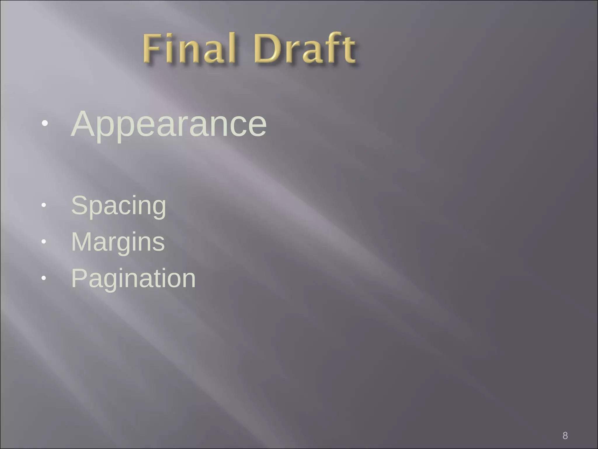 Appearance Spacing Margins Pagination 