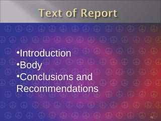 Introduction Body Conclusions and Recommendations 