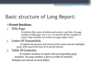 Long reports and title page of any report | PPTX