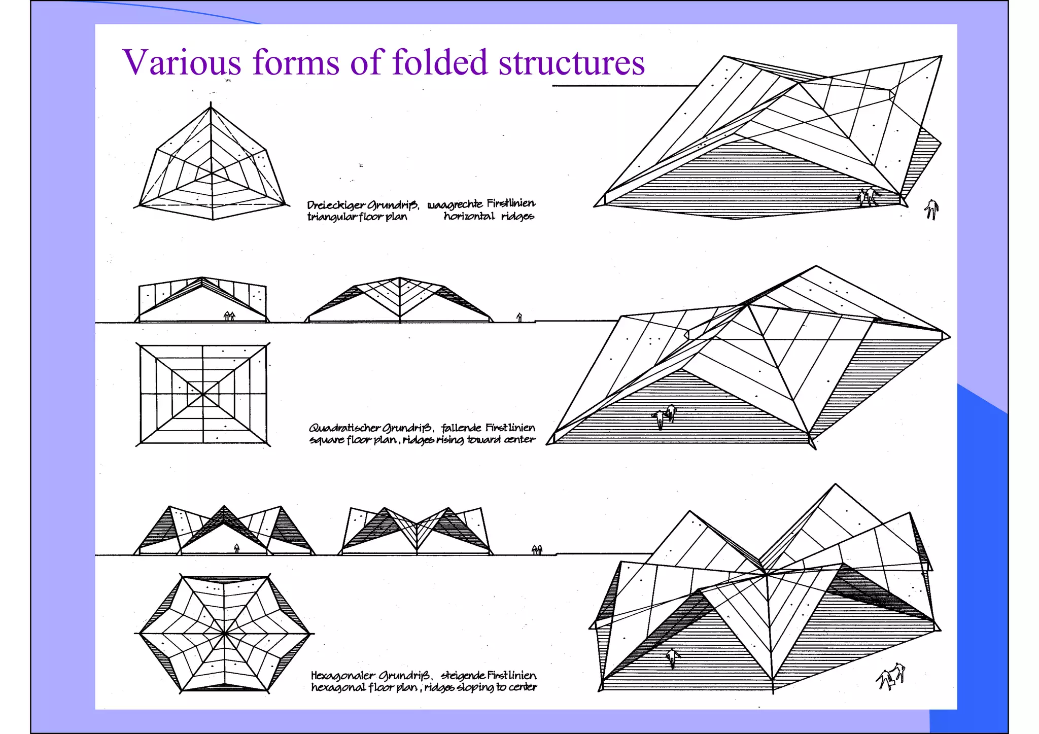 Various forms of folded structures
 