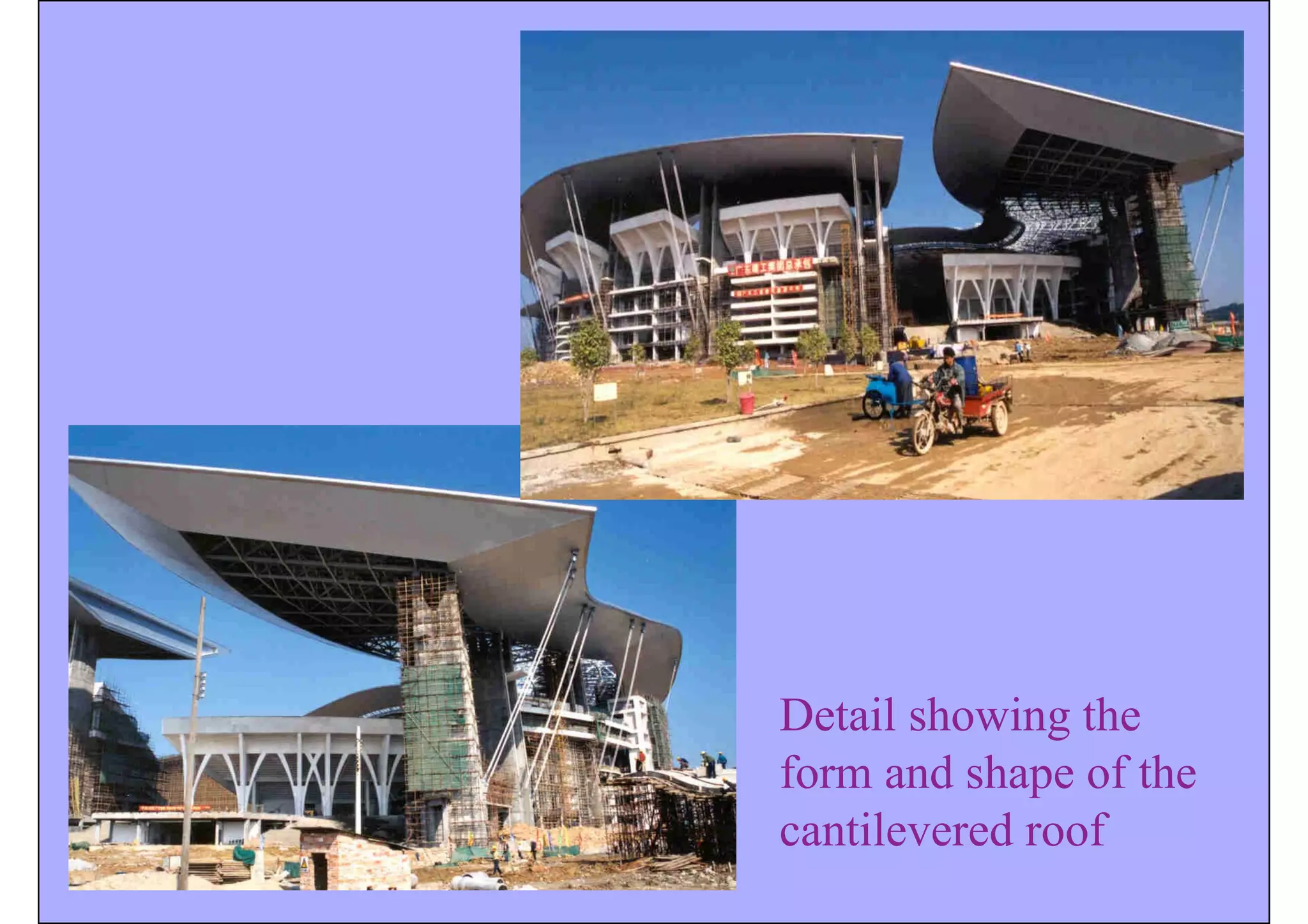 Detail showing the
form and shape of the
cantilevered roof
 