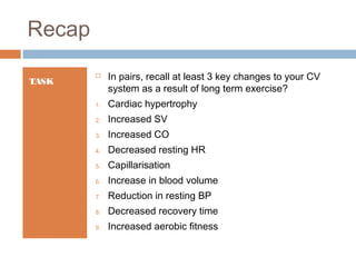 Long term effects of exercise on cv & energy systems | PPT