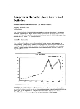Long Term Outlook   Slow Growth And Deflation