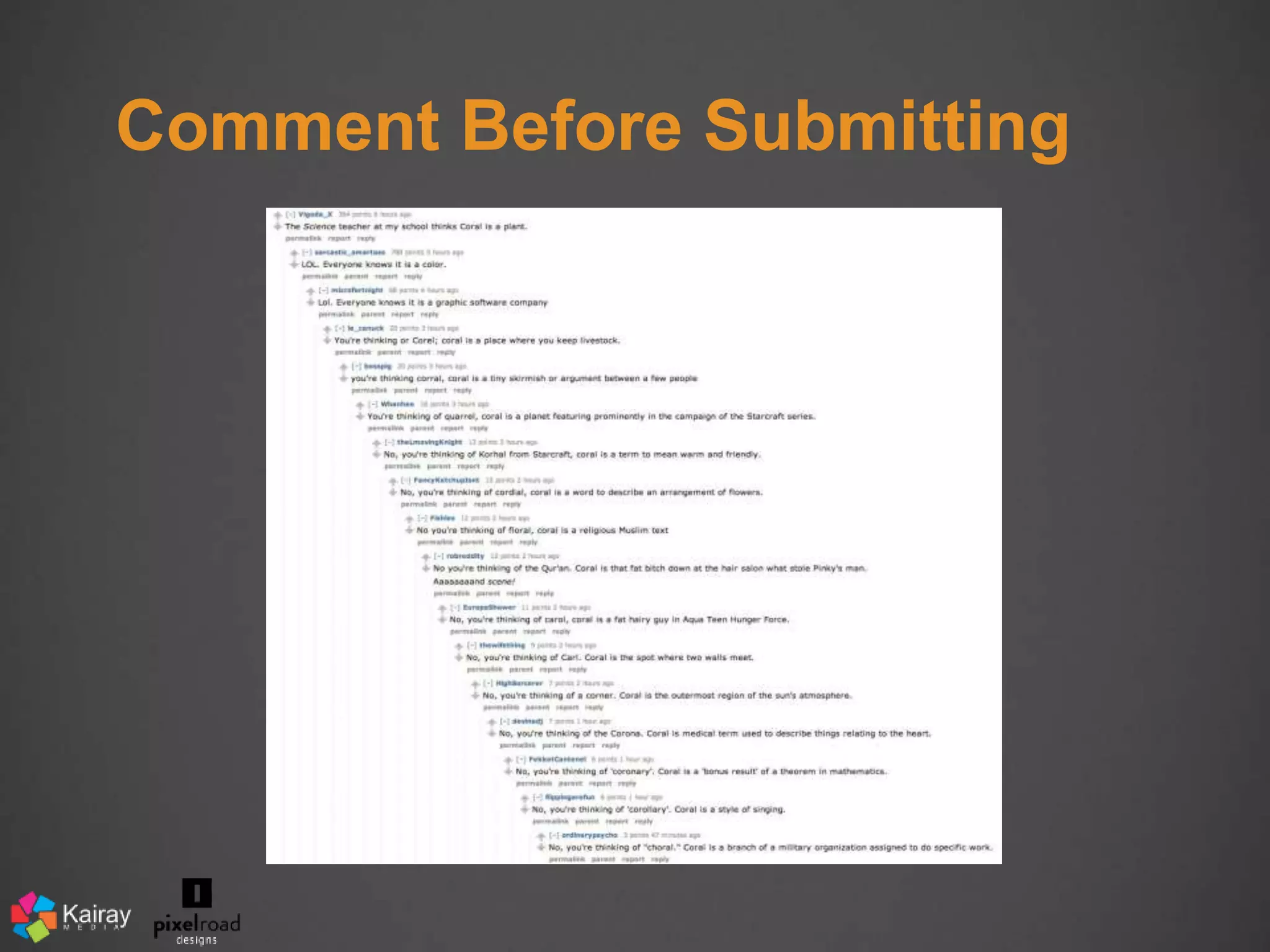 Comment Before Submitting 
 
