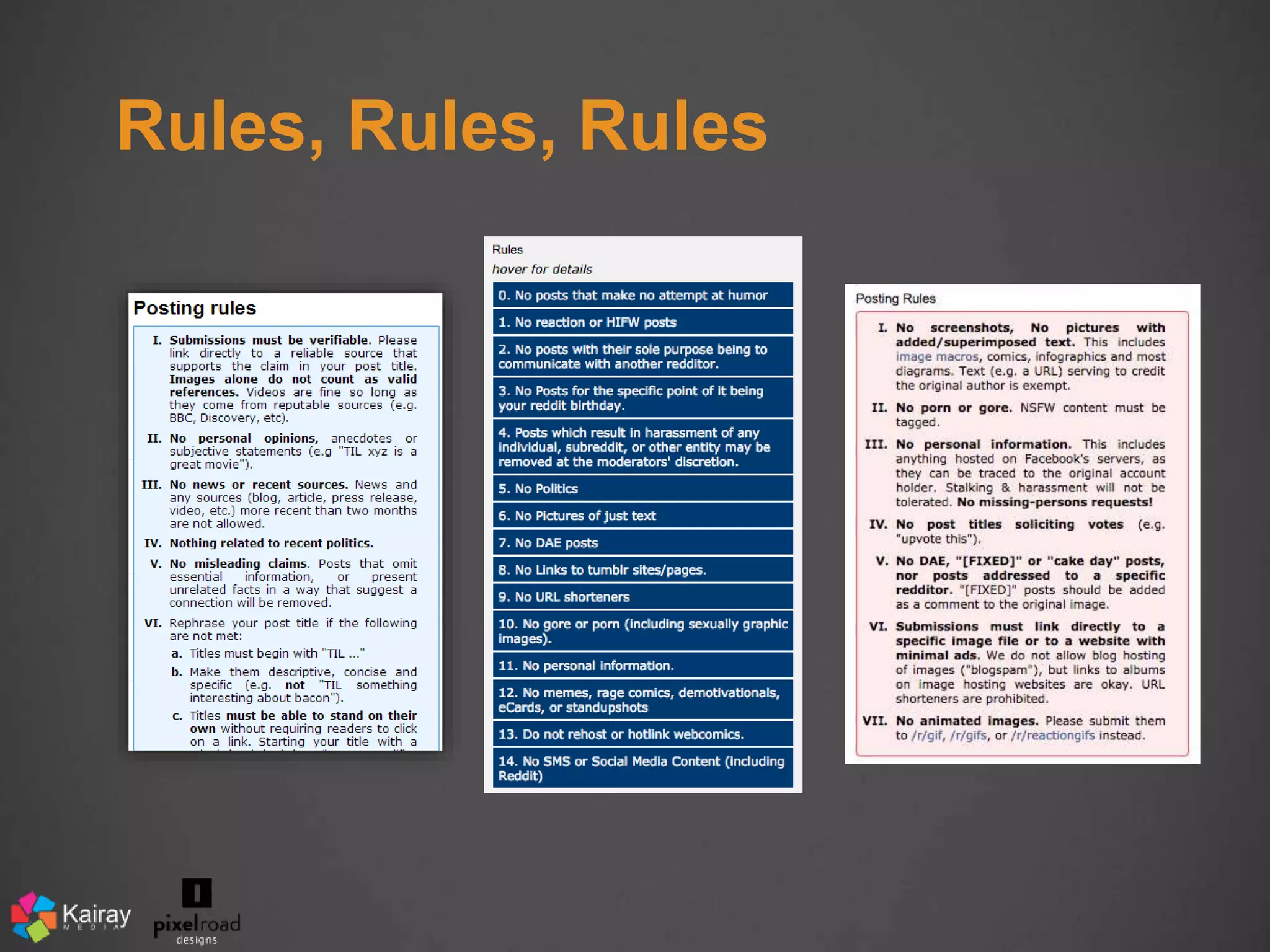 Rules, Rules, Rules 
 