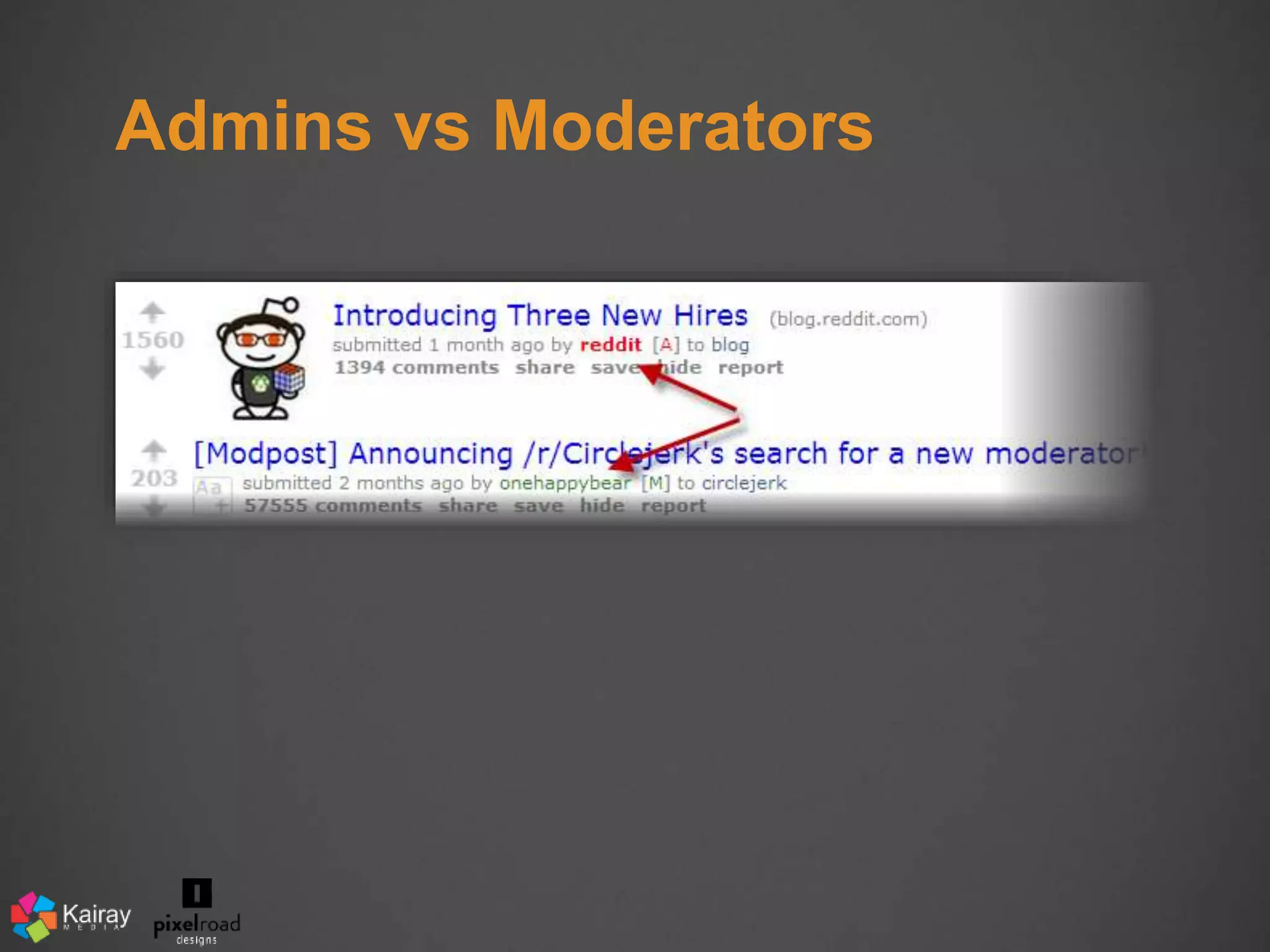 Admins vs Moderators 
 