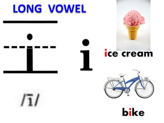 ice cream
bike
LONG VOWEL
