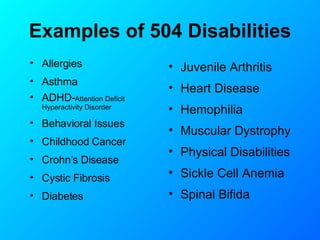 504 Disability Childhood Cancer and School | PPT