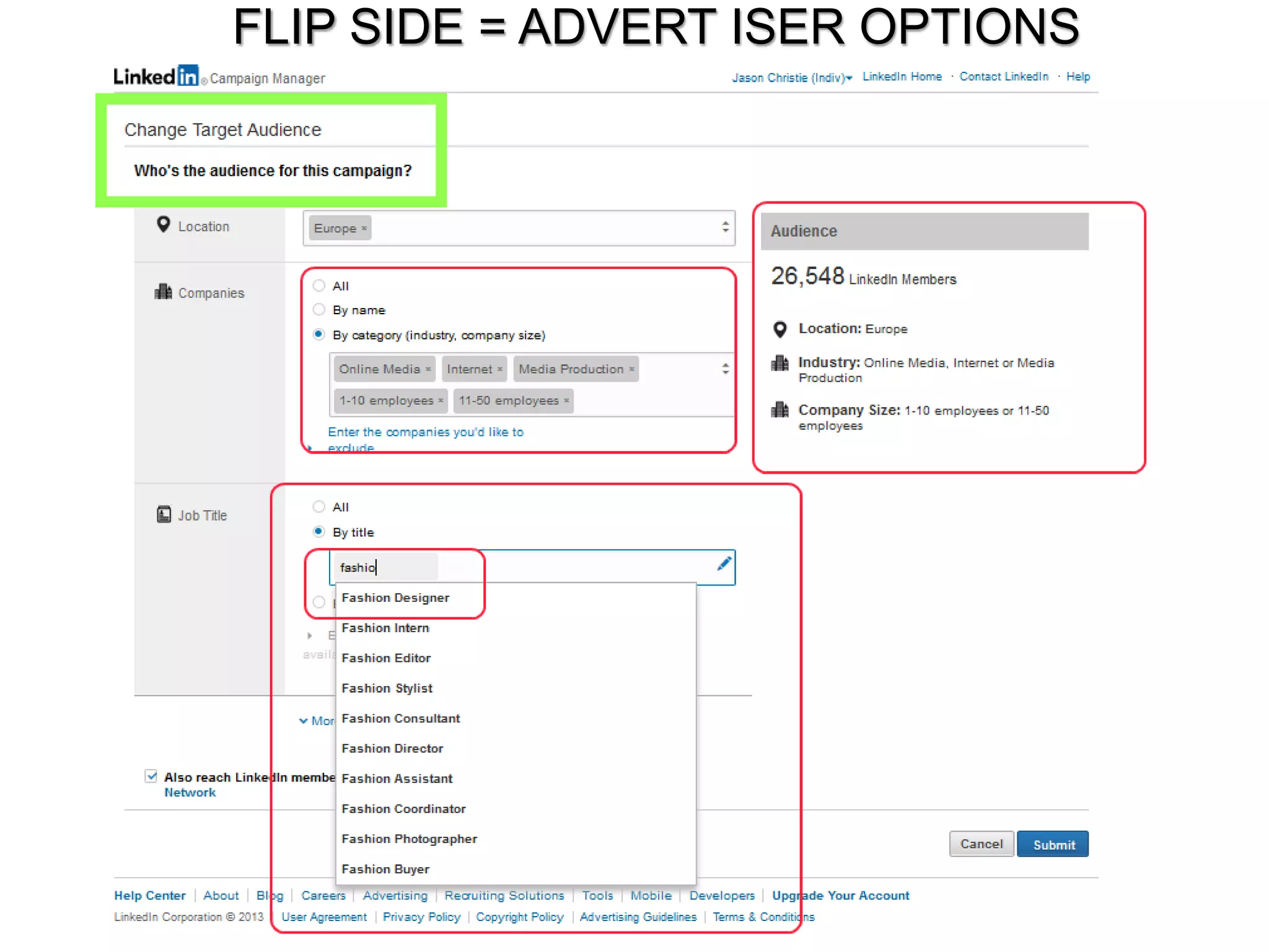 FLIP SIDE = ADVERT ISER OPTIONS 
 
