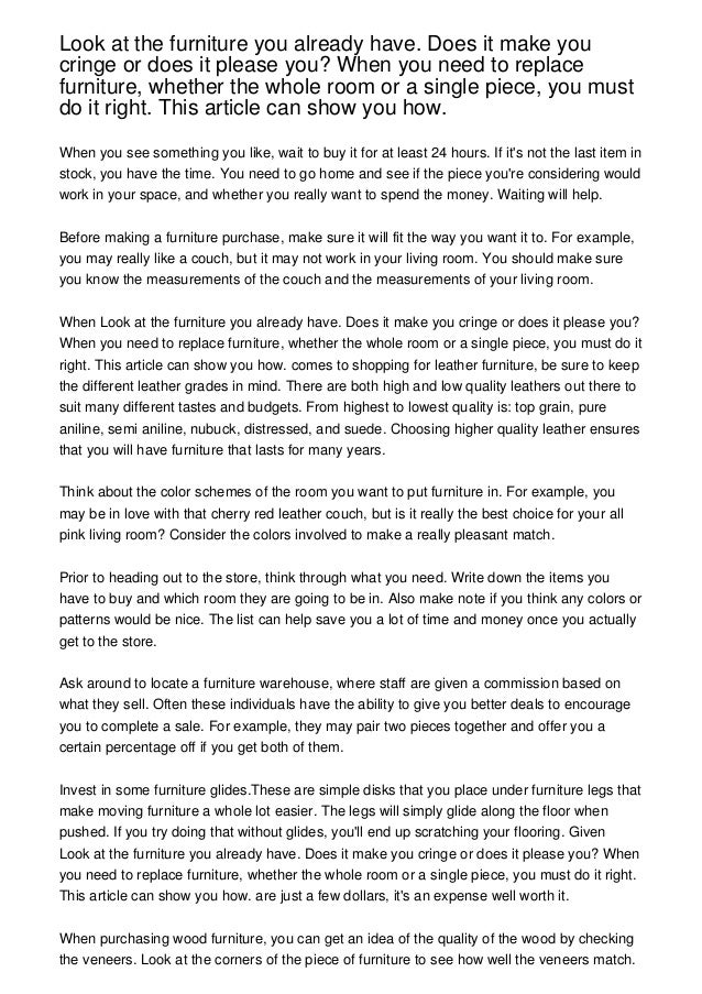 Look At The Furniture You Already Have Does It Make You Cringe Or Do