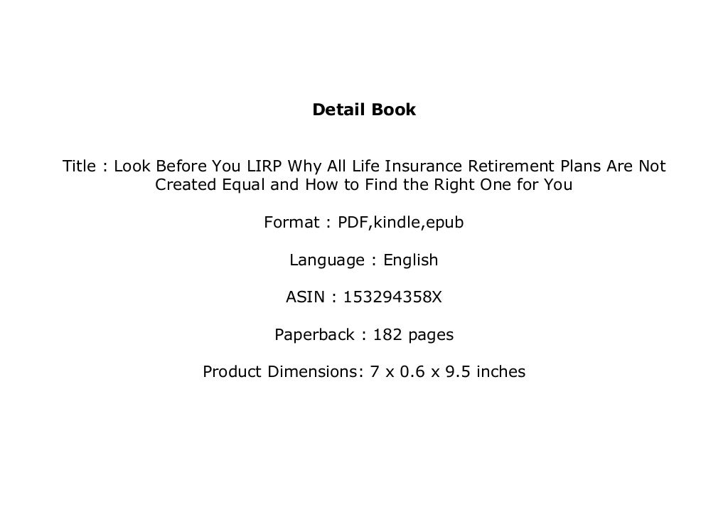 textbook Look Before You LIRP Why All Life Insurance textbook Look Before You LIRP Why All Life Insurance