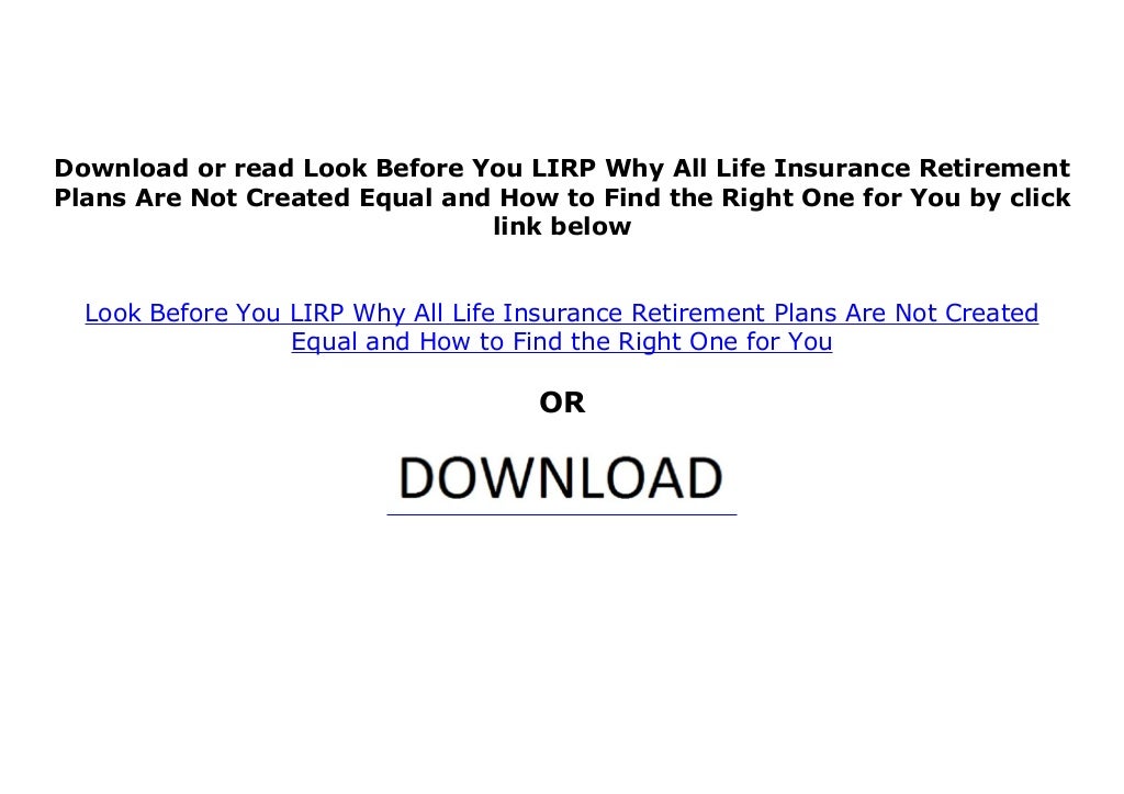 textbook Look Before You LIRP Why All Life Insurance textbook Look Before You LIRP Why All Life Insurance