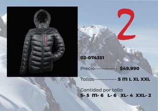 02-074351
Precio------------- $49.990
Tallas------------- S M L XL XXL
Cantidad por talla
S- 5 M- 6 L- 6 XL- 4 XXL- 2
2
 