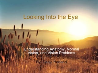 Looking Into the Eye Understanding Anatomy, Normal Vision, and Vision Problems By: Deniz Harland 