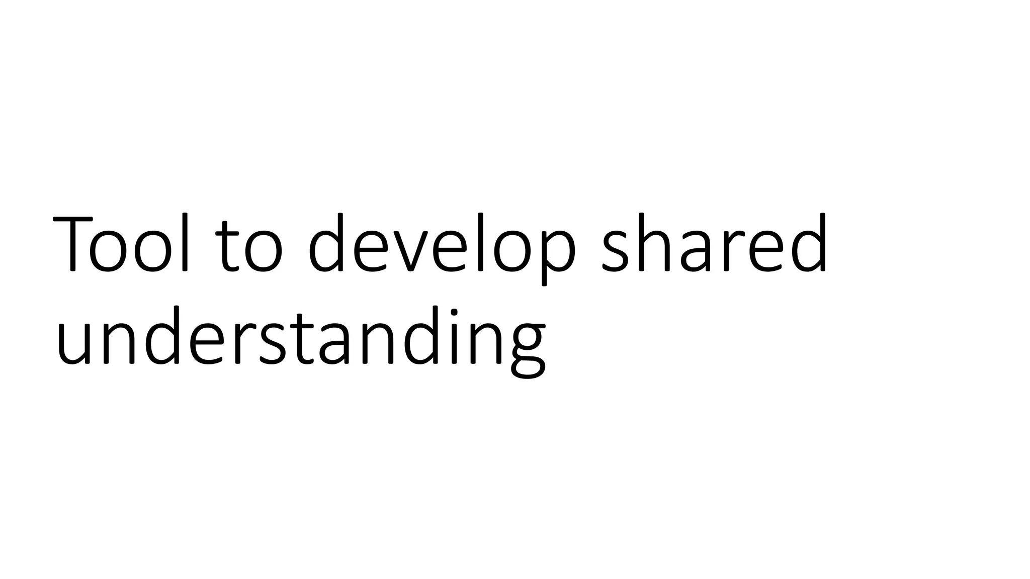 Tool to develop shared
understanding
 
