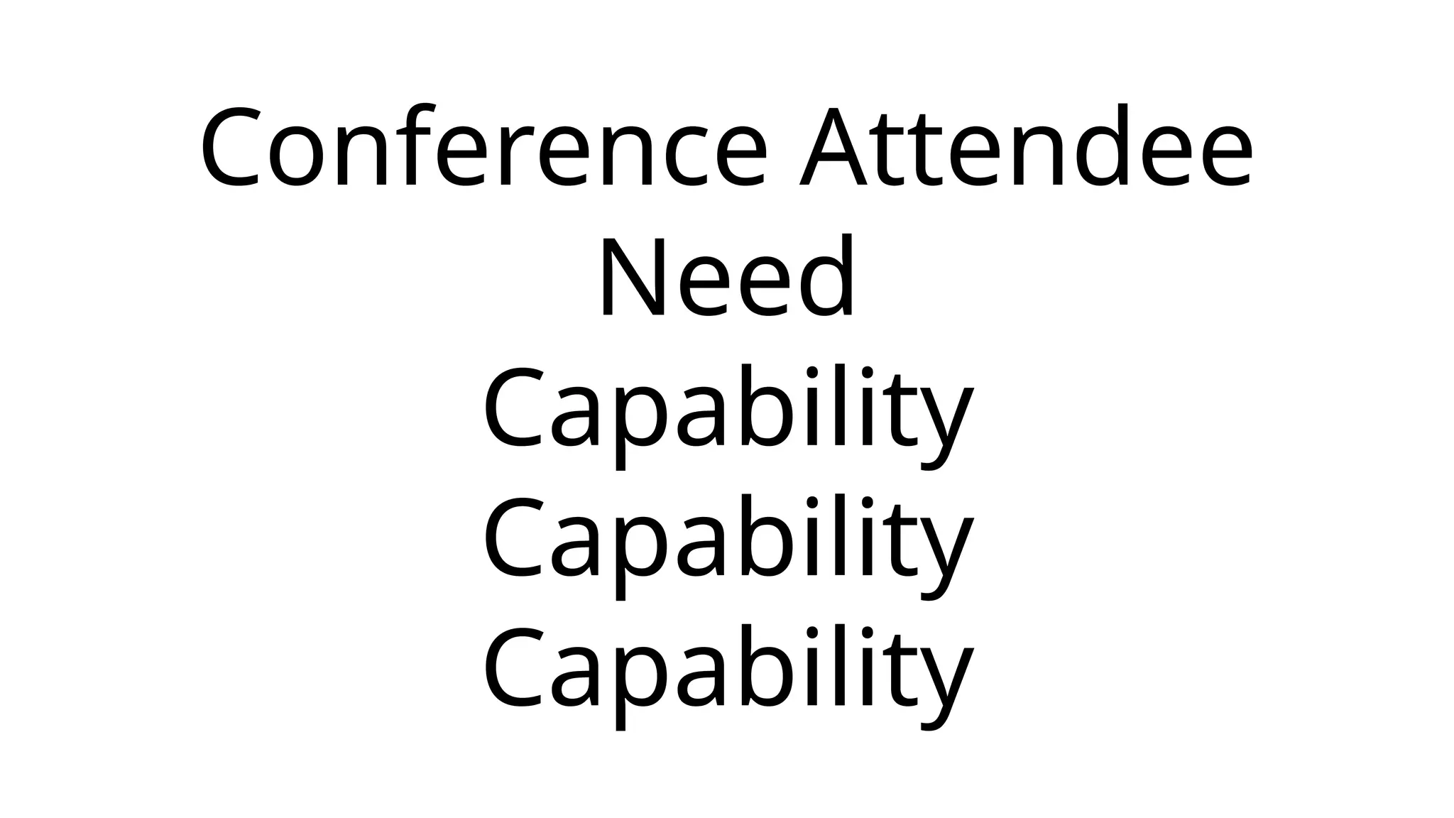 Conference Attendee
Need
Capability
Capability
Capability
 