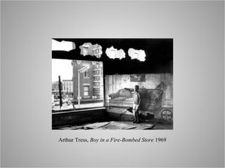 Arthur Tress,  Boy in a Fire-Bombed Store  1969 
