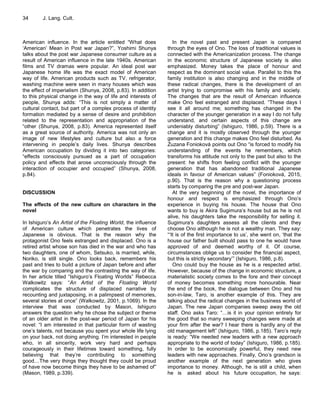 34 J. Lang. Cult.
American influence. In the article entitled “What does
„American‟ Mean in Post war Japan?”, Yoshimi Shun...