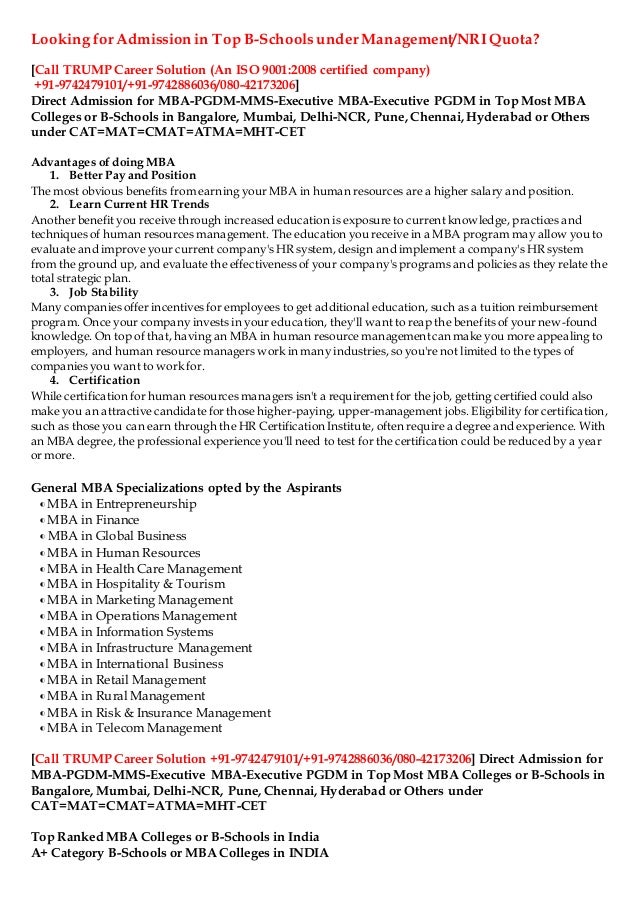 Looking For Admission In Top B Schools Under Management Quota