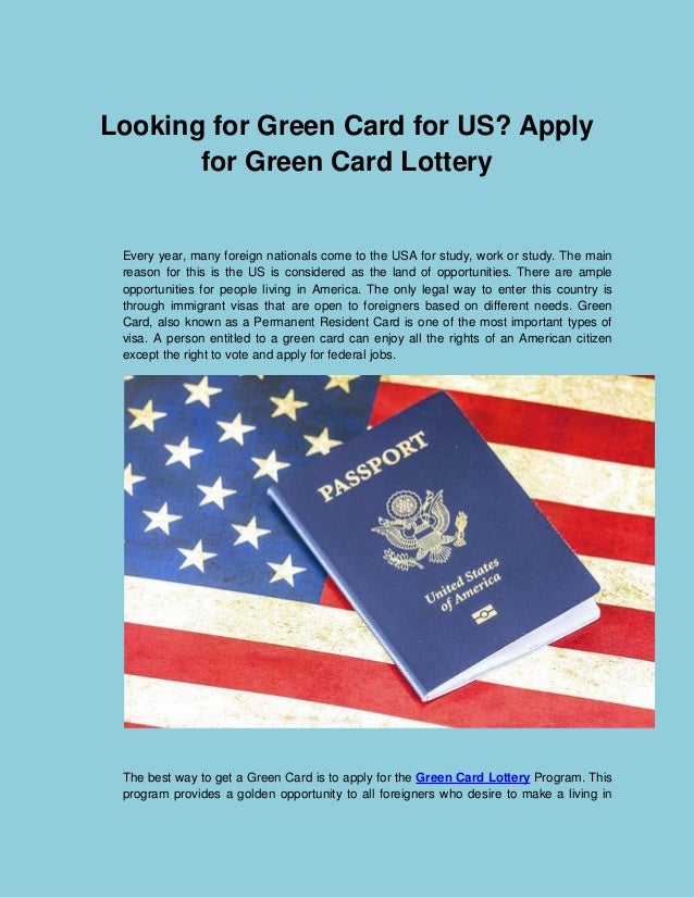 Looking For Green Card For Us Apply For Green Card Lottery