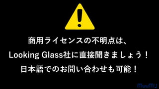 商用ライセンスの不明点は、
Looking Glass社に直接聞きましょう！
日本語でのお問い合わせも可能！
 