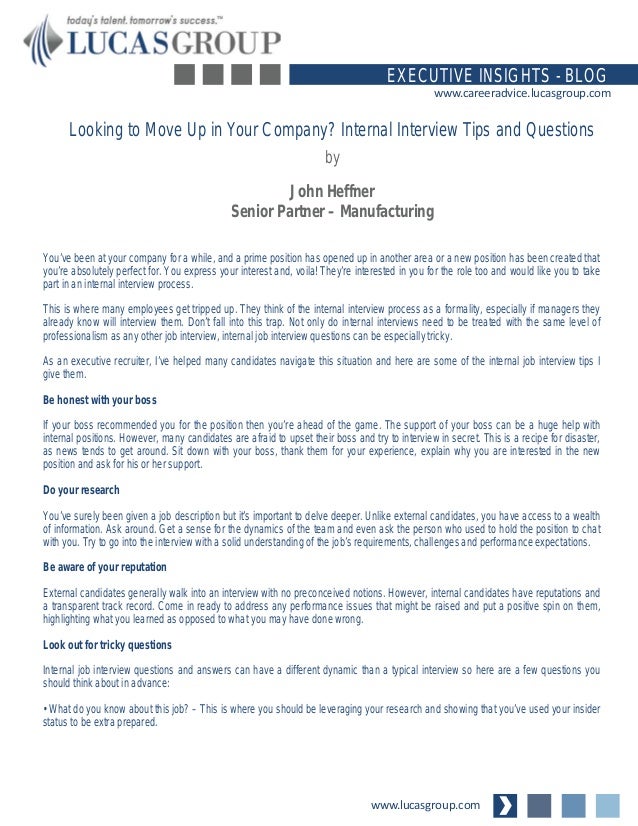 Looking to Move Up in Your Company? Internal Interview Tips and Questions