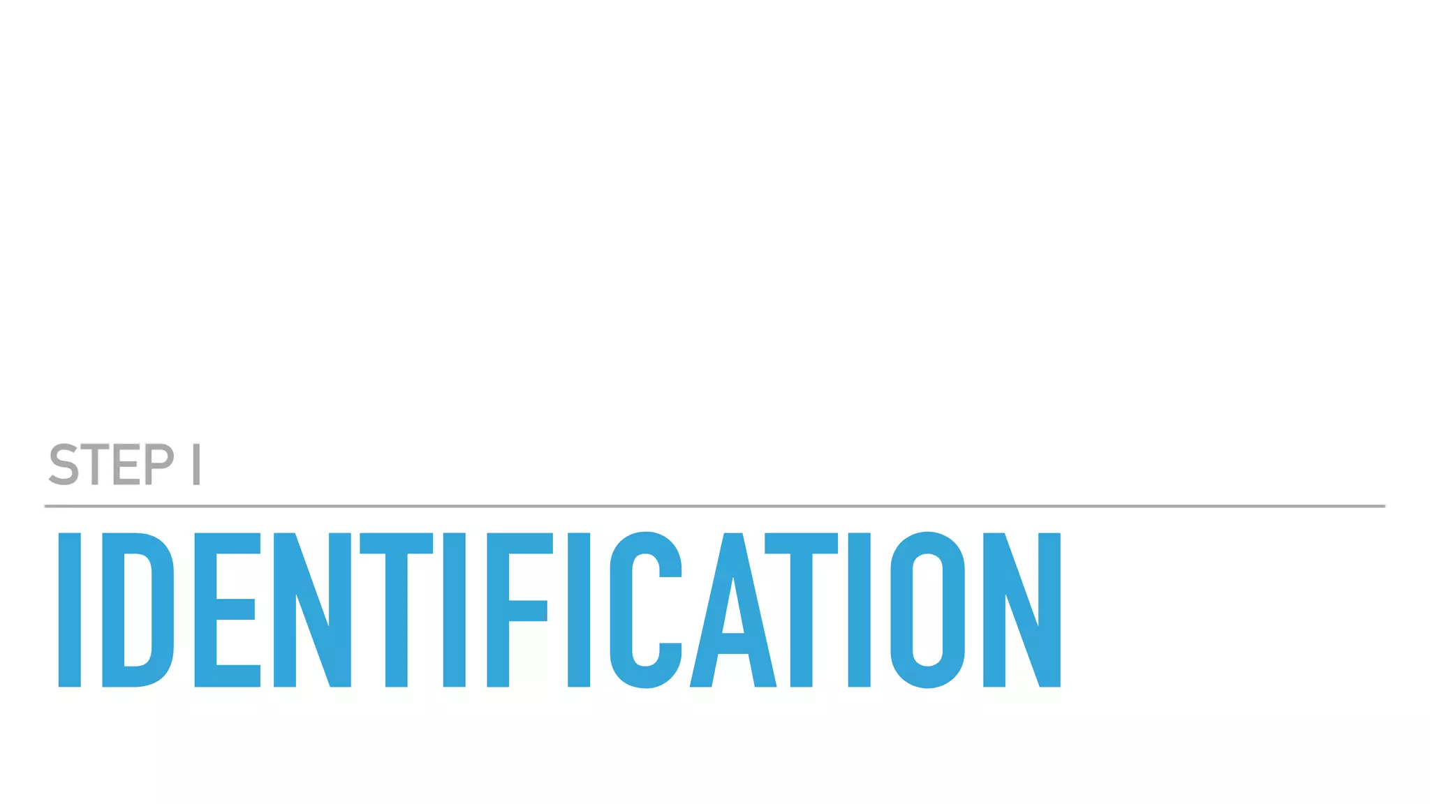 IDENTIFICATION
STEP I
 