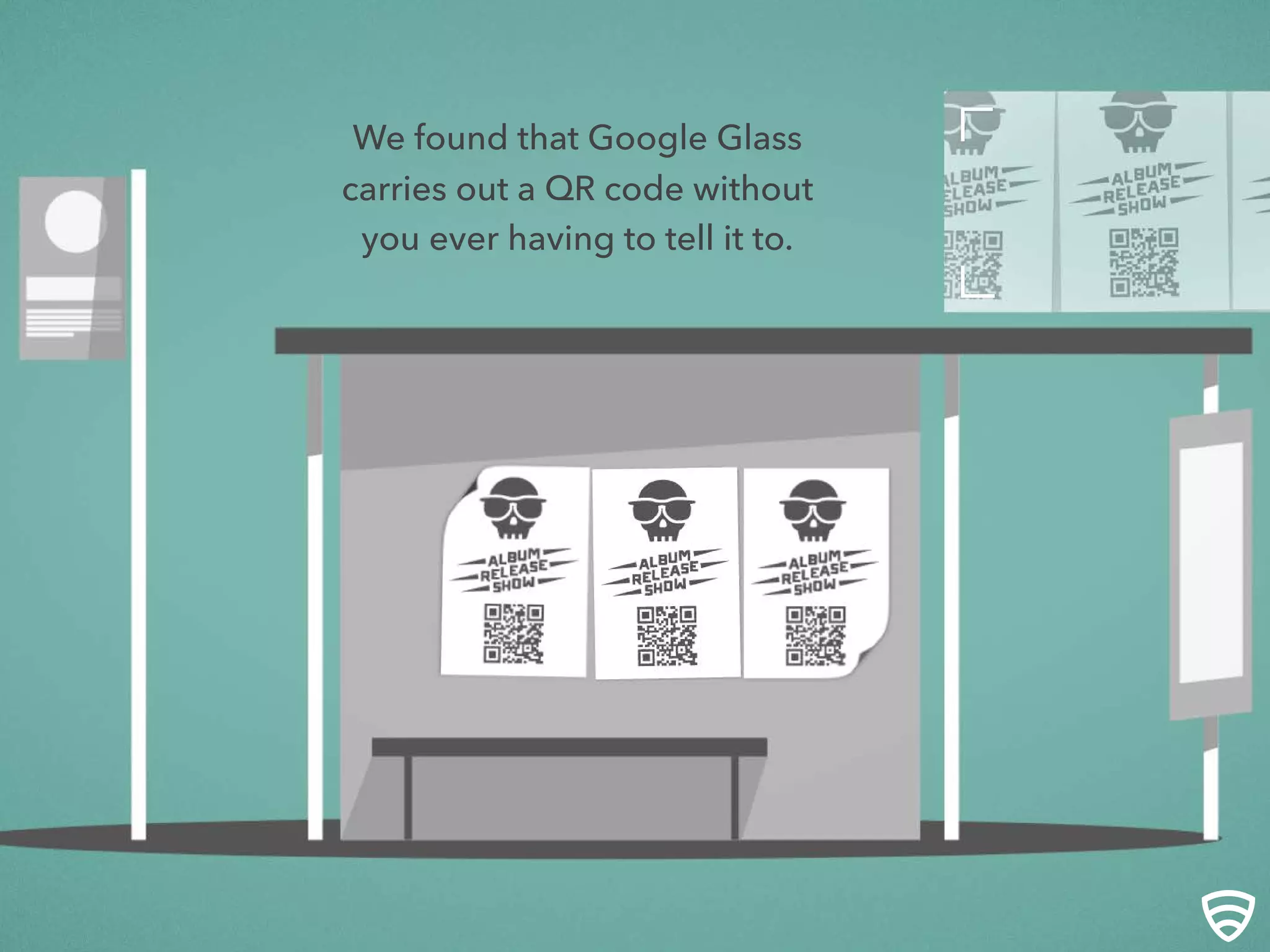 We found that Google Glass
carries out a QR code without
you ever having to tell it to.
 