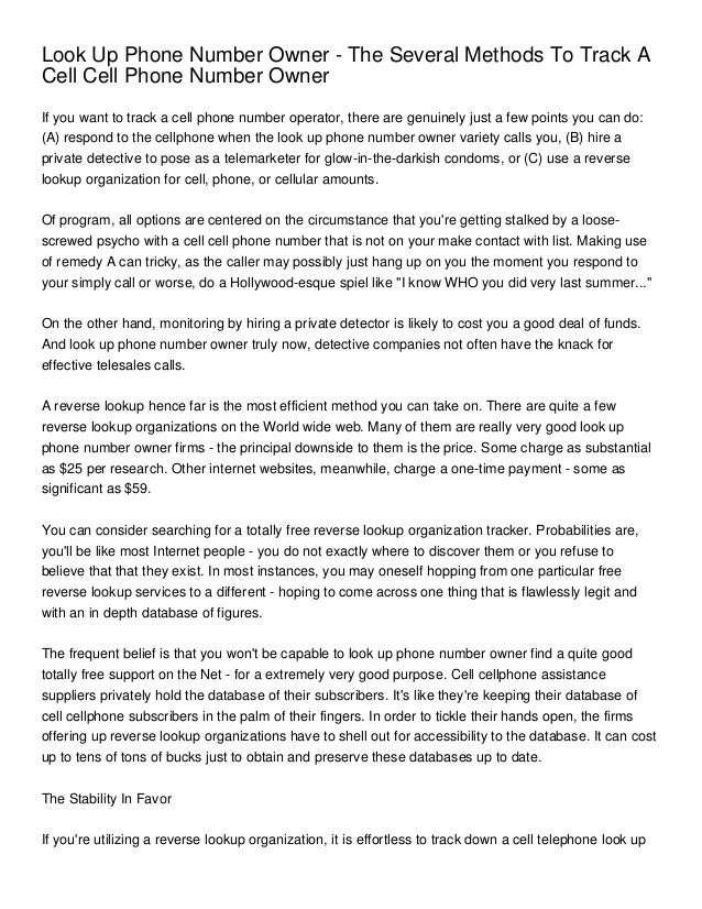 Look Up Phone Number Owner The Several Methods To Track A Cell Cell Phone Number Owner