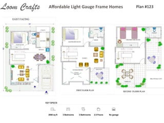 Plan	
  #123Aﬀordable	
  Light	
  Gauge	
  Frame	
  HomesLoom Crafts
2050 sq ft 3 Bedrooms 3 Bathrooms 2.5 Floors No garage
 