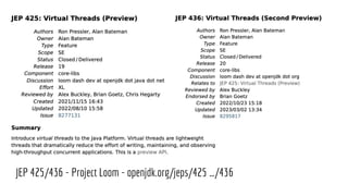 JEP 425/436 - Project Loom - openjdk.org/jeps/425 …/436
 