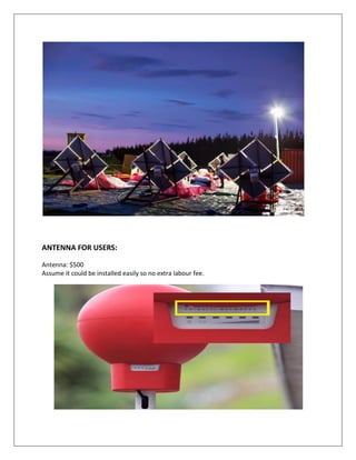 ANTENNA FOR USERS:
Antenna: $500
Assume it could be installed easily so no extra labour fee.
 