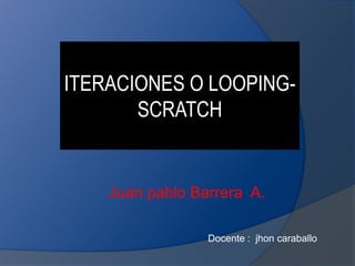 Juan pablo Barrera A.
Docente : jhon caraballo
ITERACIONES O LOOPING-
SCRATCH
 