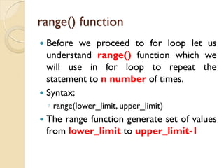 LOOPS TOPIC FOR CLASS XI PYTHON SYLLABUS | PDF