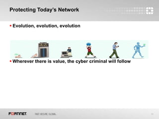 33
Protecting Today’s Network
 Evolution, evolution, evolution
 Wherever there is value, the cyber criminal will follow
 