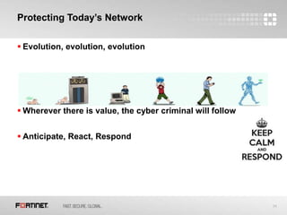 34
Protecting Today’s Network
 Evolution, evolution, evolution
 Wherever there is value, the cyber criminal will follow
 Anticipate, React, Respond
 