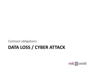 DATA LOSS / CYBER ATTACK
Contract obligations
 