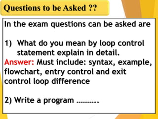 Looping in c language | PPT image.