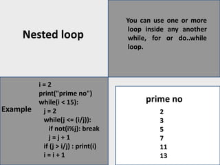Looping statement in python | PPTX