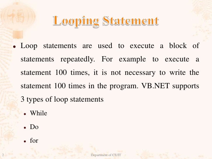 Looping statement in vb.net
