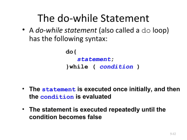 Looping statements in Java | PPT | Programming Languages | Computing