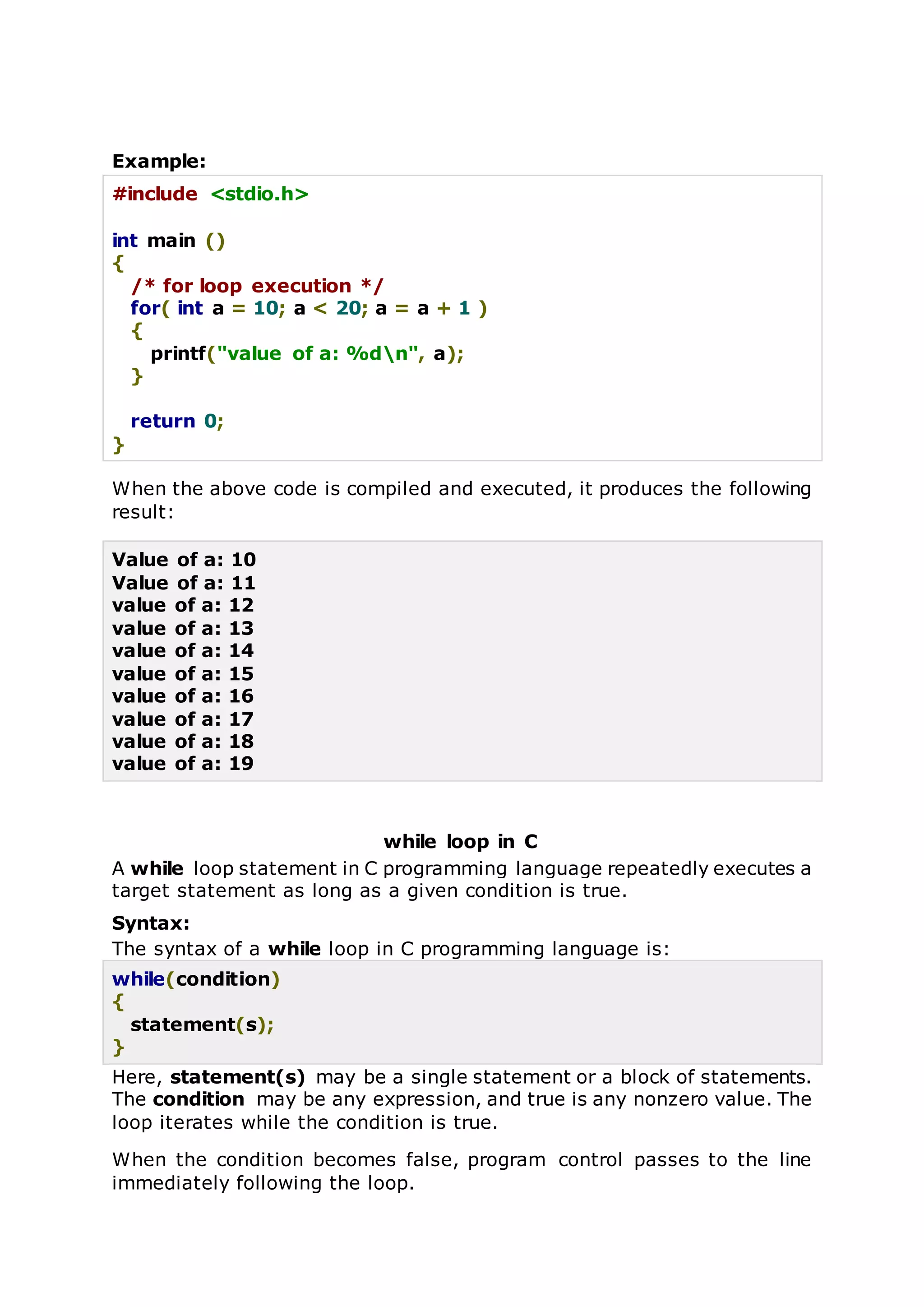 Looping statements | DOCX