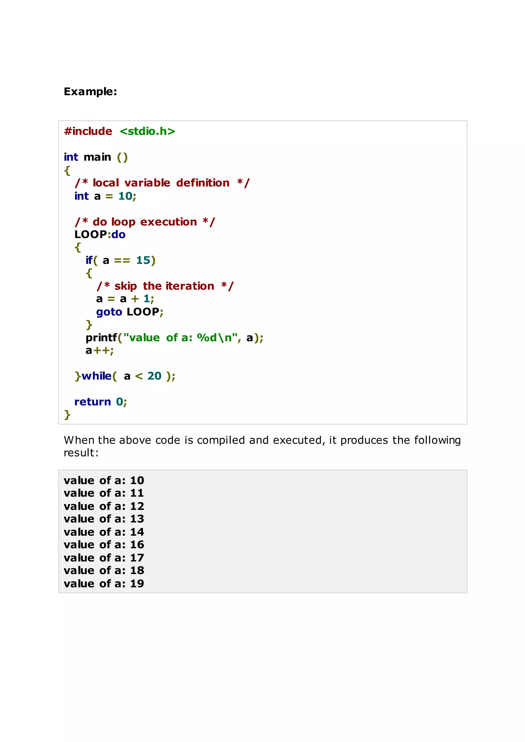 Looping statements | DOCX
