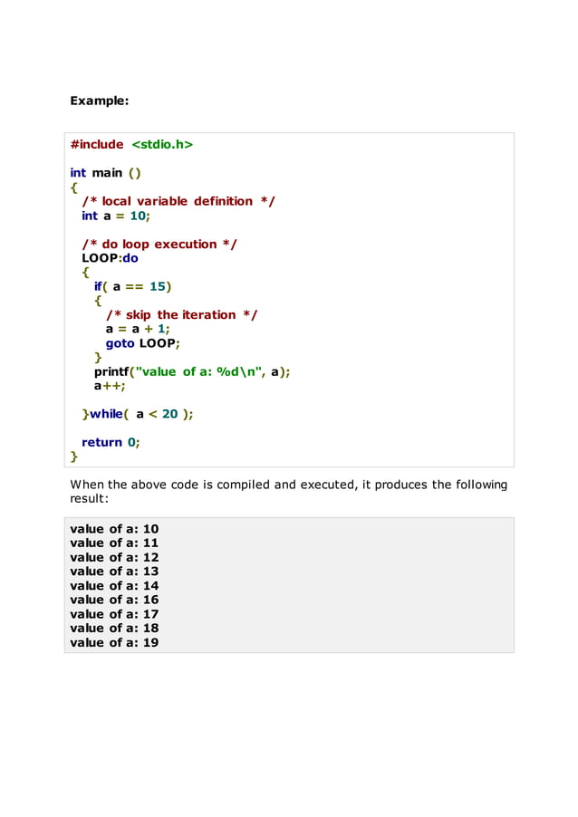 Looping statements | DOCX